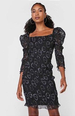 VESTIDO COLCCI CURTO ESTAMPADO COM APLICACAO