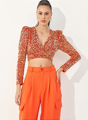 BLUSA COLCCI PAETE - LARANJA