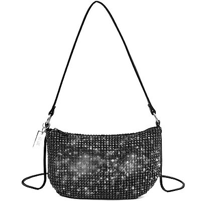 BOLSA SANTA LOLLA HOBO DE STRASS - PRETO