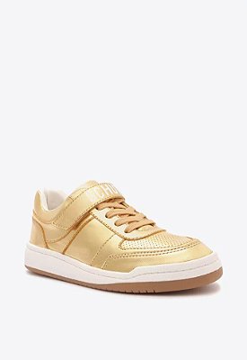 TÊNIS SCHUTZ LOGO VELCRO COURO- DOURADO