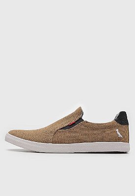TENIS RESERVA SLIP ON LOGO - BEGE