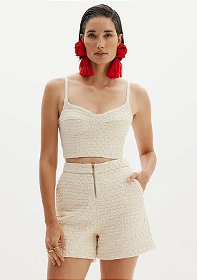 BERMUDA AMARANTE COM ZIPER FRONTAL- OFF WHITE