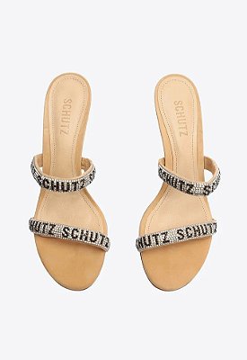 SANDALIA SCHUTZ LOGO PEDRARIA - NUDE