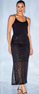 BLUSA RAMO SELVAGEM DE ALCA COM BORDADO - PRETO