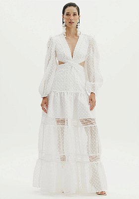 VESTIDO AMARANTE LONGO COM CUT CUT-OFF WHITE