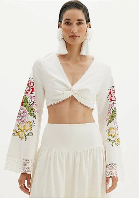 BLUSA AMARANTE COM TORÇAO MANGAS EVASE - OFF WHITE