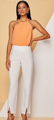 CALÇA RAMO SELVAGEM RETA COM ABERTURA- OFF WHITE