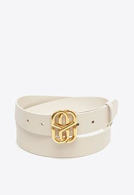 CINTO SCHUTZ EMBLEM COURO LISO -BRANCO