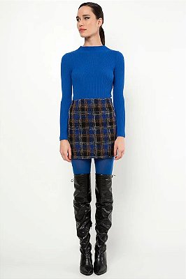 SAIA SLY WEAR CURTA EM TWEED COM PADRONAGEM XADREZ