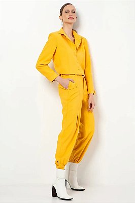 CALÇA SLY WEAR COM BOLSO E LAPELA - CENOURA