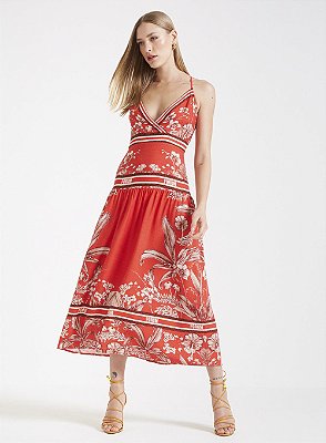 VESTIDO FORUM MIDI ACINTURADO BOTANIC RED