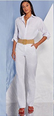 CALÇA RAMO SELVAGEM RETA CASUAL LUXE-BRANCA