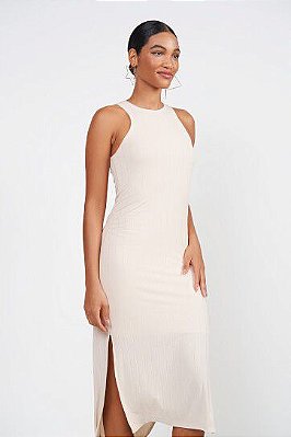VESTIDO COLCCI CANELADO- BEGE GIPSY