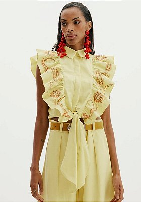 CAMISA AMARANTE SEM MANGA BORDADA - AMARELO