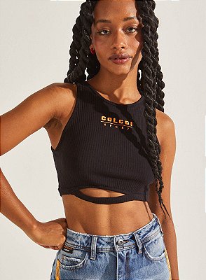 TOP COLCCI CANELADO - PRETO