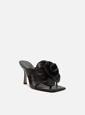 SANDÁLIA AREZZO COURO SALTO FINO FLOR- PRETO