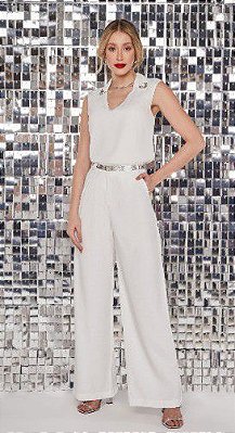 BLUSA COM CREPE RAMO SELVAGEM COM BABADO- OFF WHITE
