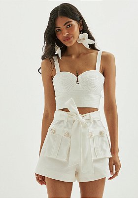 SHORT AMARANTE ULTILITARIO CINTURA ALTA - OFF WHITE