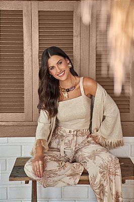 BLUSA RAMO SELVAGEM ALCA CROPPED - NATURAL