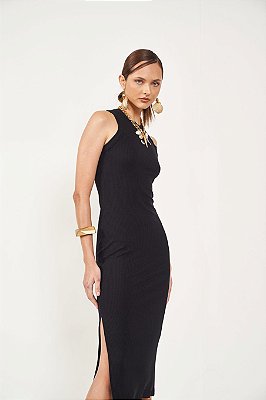 VESTIDO COLCCI CANELADO - PRETO