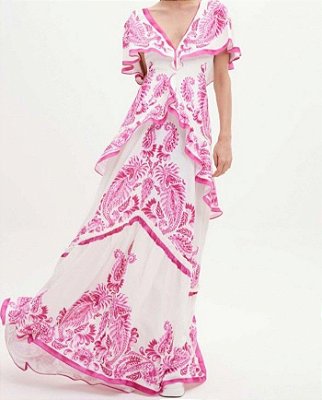 VESTIDO AMARANTE COM BABADOS - OFF WHITE