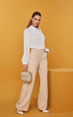 BLUSA RAMO SELVAGEM DE CREPE COM FRANZINO - OFF WHITE