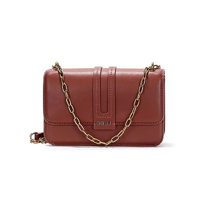 BOLSA SANTA LOLLA TRANSVERSAL ALÇA CORRENTE - MARROM