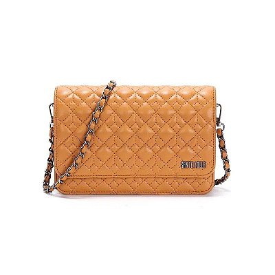 BOLSA SANTA LOLLA TRANSVERSAL SOFT ALÇA CORRENTE PEQUENA - DOCE LEITE