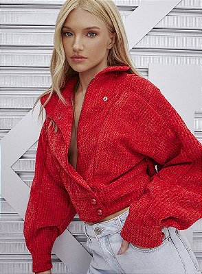 JAQUETA FORUM  FASHION TWEED - VERMELHO SPARKLE