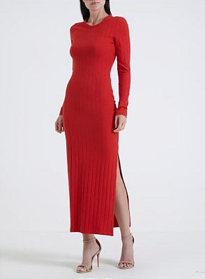 VESTIDO FORUM CANELADO MIDI AJUSTADO - VERMELHO SPARKLY