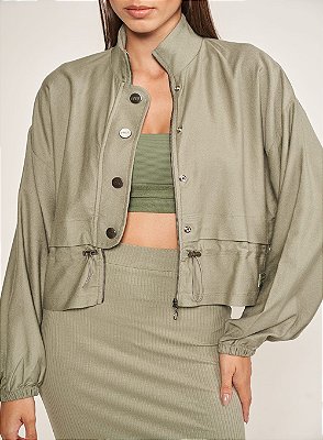 JAQUETA COLCCI GOLA ALTA AMPLA - VERDE LANI