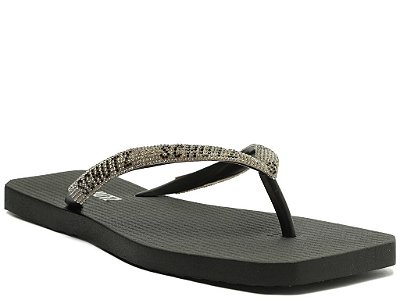 CHINELO SCHUTZ COM BRILHO METALIZADO - PRETA