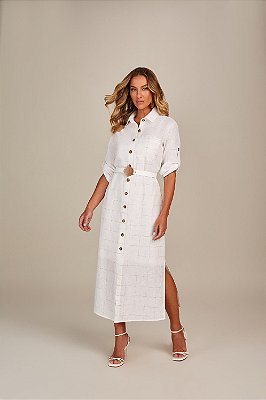 CHAMISE RAMO SELVAGEM DE LINHO COMBINAÇ - OFF WHITE