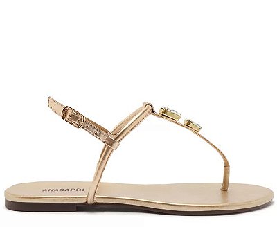 SANDALIA ANACAPRI SLIM PEDRARIA -DOURADA