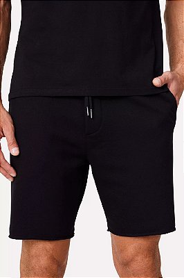 BERMUDA RESERVA MOLETOM BASICO NEW -PRETO