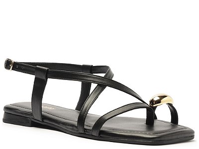 SANDALIA ANACAPRI TIRAS METAL PRETA
