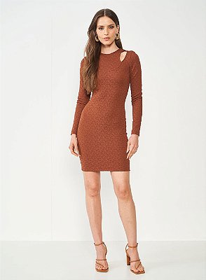VESTIDO COLCCI JACQUARD MARROM JACQUARD
