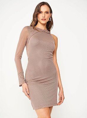 VESTIDO COLCCI TULE COM APLICACAO CINZA ALITA