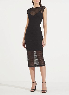 VESTIDO FORUM TULE BORDADO PRETO