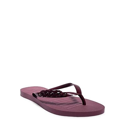 CHINELO SANTA LOLLA FLIP FLOP BORRACHA ROXO CORRENTE VINHO