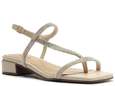 SANDALIA ANA CAPRI ASSIMETRICA SALTO BLOCO GLAM BRANCA