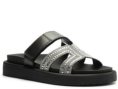 PAPETE ANA CAPRI TIRA H STRASS PRETA PRETO