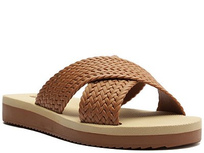 PAPETE ANA CAPRI TIRAS CRUZADAS INJETADA TRESSE MARROM MARROM