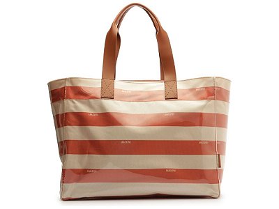 BOLSA ANA CAPRI SHOPPING GRANDE LISTRAS VINIL LARANJA LARANJA