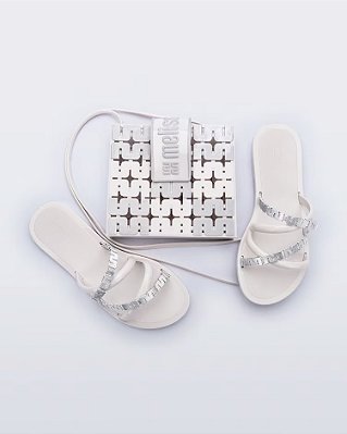 MELISSA + BOLSA GOLDEN BRANCO PRATA BRANCO PRATA