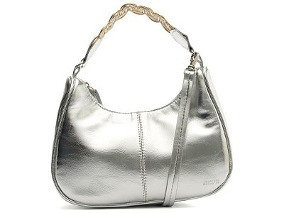 BOLSA ANACAPRI TIRACOLO MEDIA ONDULADA PLATINO PRATA