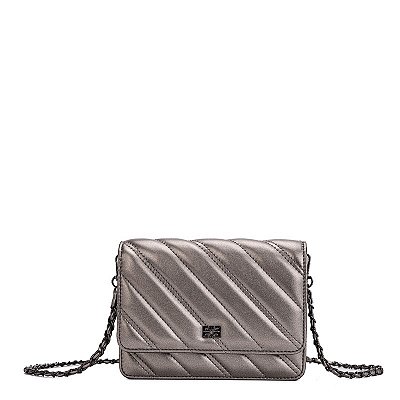 BOLSA DEGALLS PEQUENA MATELASSE TRANSVERSAL CORRENTE PRATA VELHO