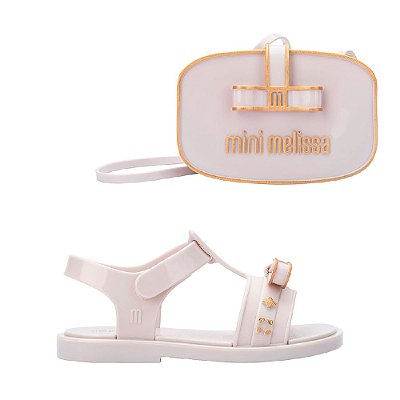 SANDÁLIA MINI MELISSA + BOLSA CHARMING BABY - BRANCO DOURADO
