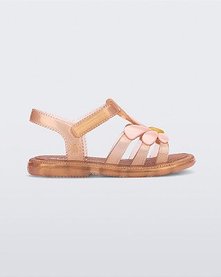 SANDÁLIA MINI MELISSA HIP BLOOMY - MARROM PEROLADO