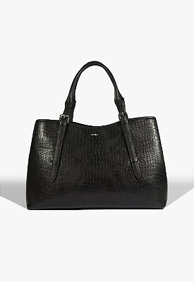 BOLSA SCHUTZ TOTE GRANDE MAEVE CROCO PRETA